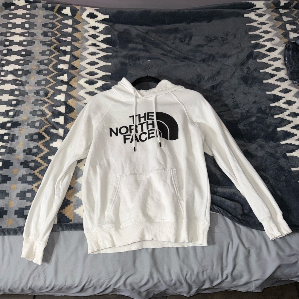 The North Face White Hoodie with Black Logo